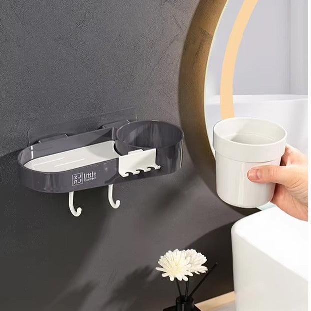 Rack For Bathroom With 3-hooks & Drain Design