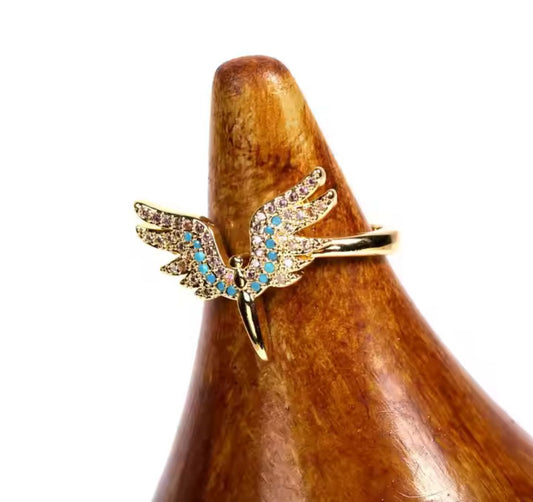 Gold Angel Wings Ring